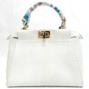 Fendi Peekaboo Mini White Python GD Handbag Defender Wrappy